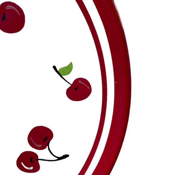 Terramoto CHERRY Ceramic Dinner Plates 10.5in Red & White Set of 4 NEW - Picture 10 of 12